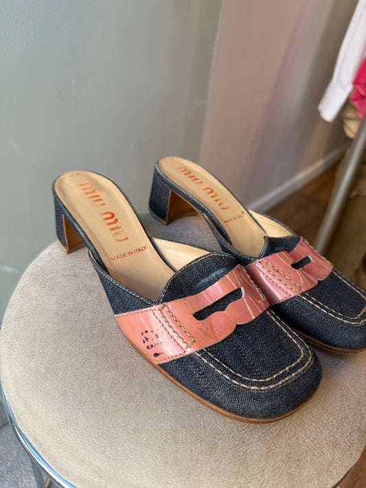 Miu Miu Denim Loafer Mules – 2000s