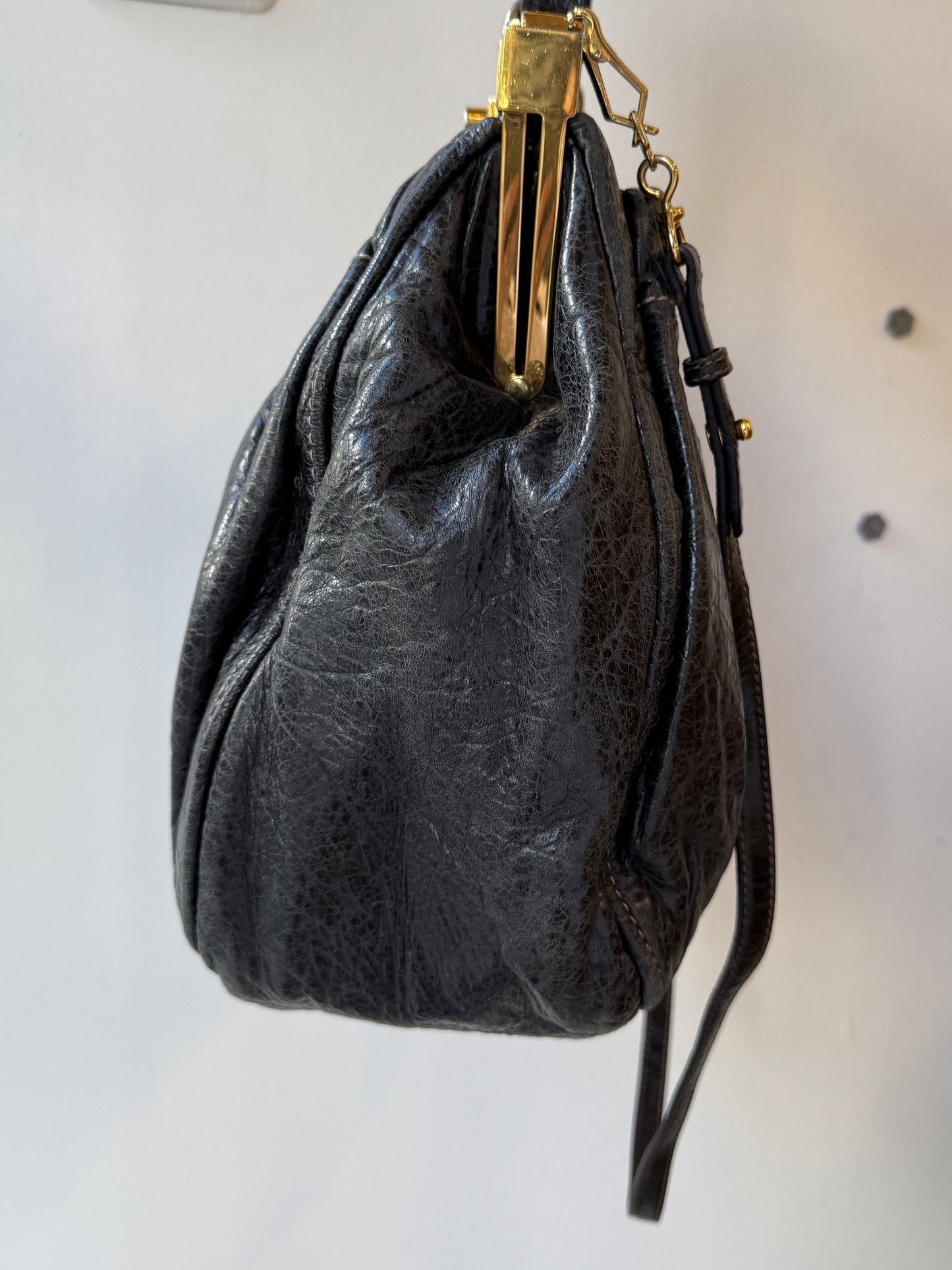 Miu Miu soft black leather frame bag