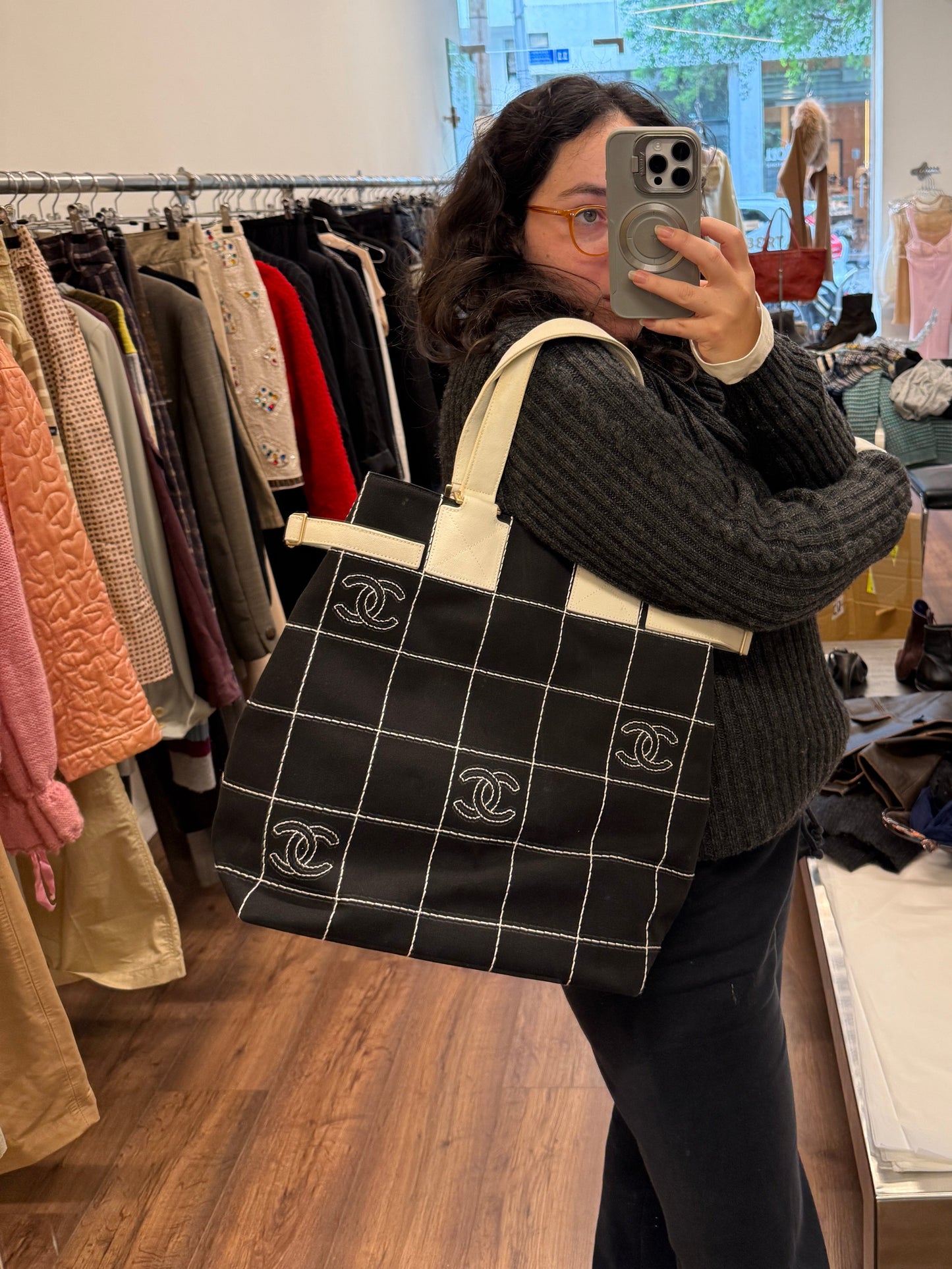 Chanel Quilted Canvas Tote Bag 2003