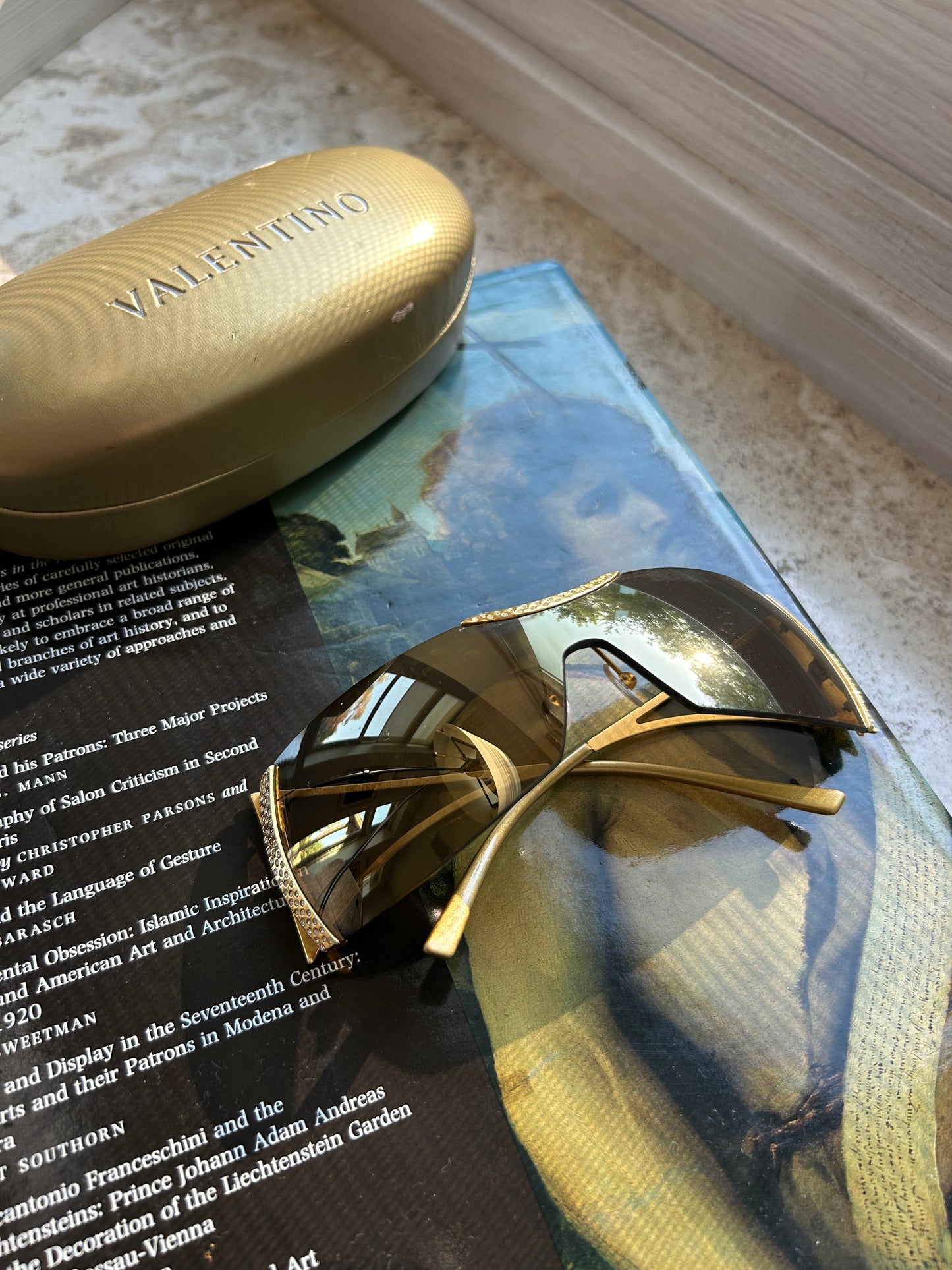 VALENTINO V gold mask mirror sunglasses