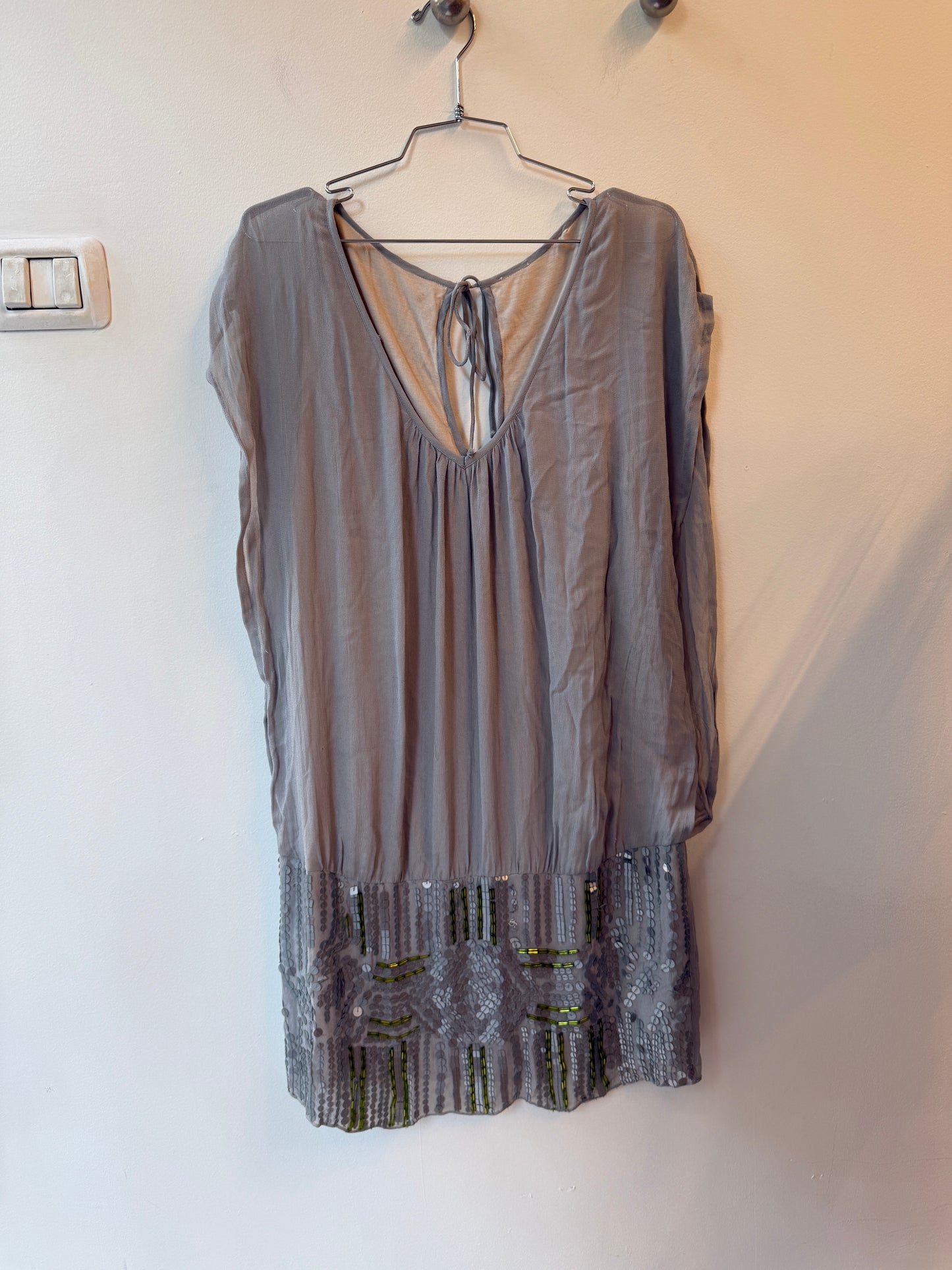 Vintage Grey Sequin Mini Dress
