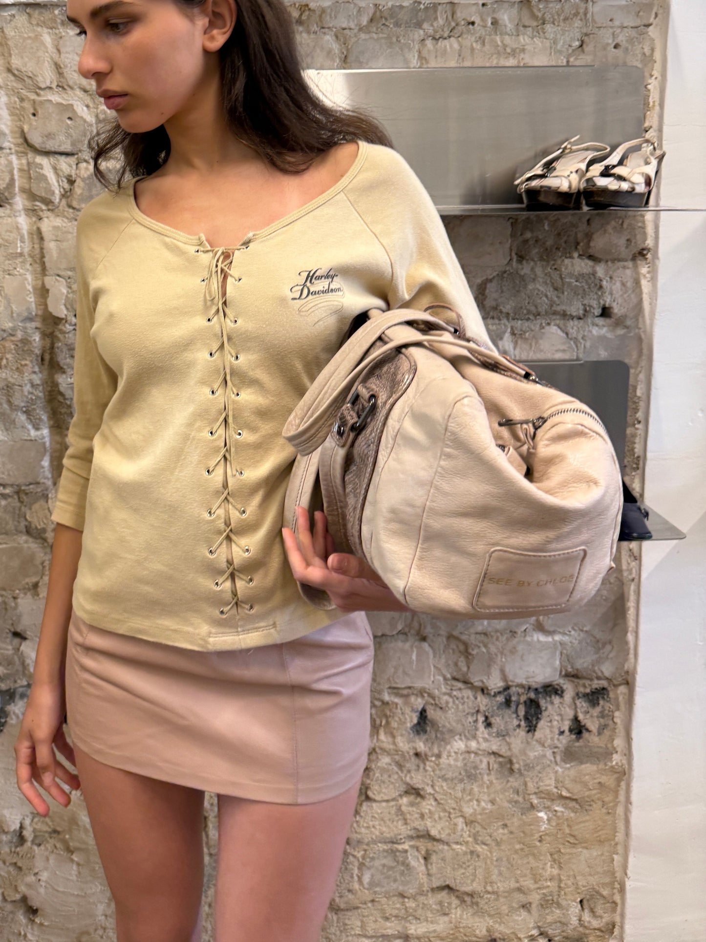 See By Chloé Python Panel Leather Bag c. 2008-2012