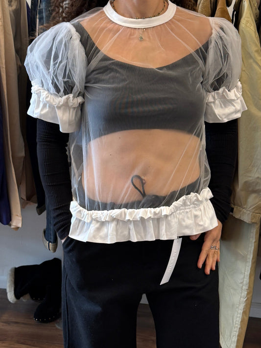 Comme des Garçons Noir Kei Ninomiya Sheer Tulle Ruffle Top (2024)