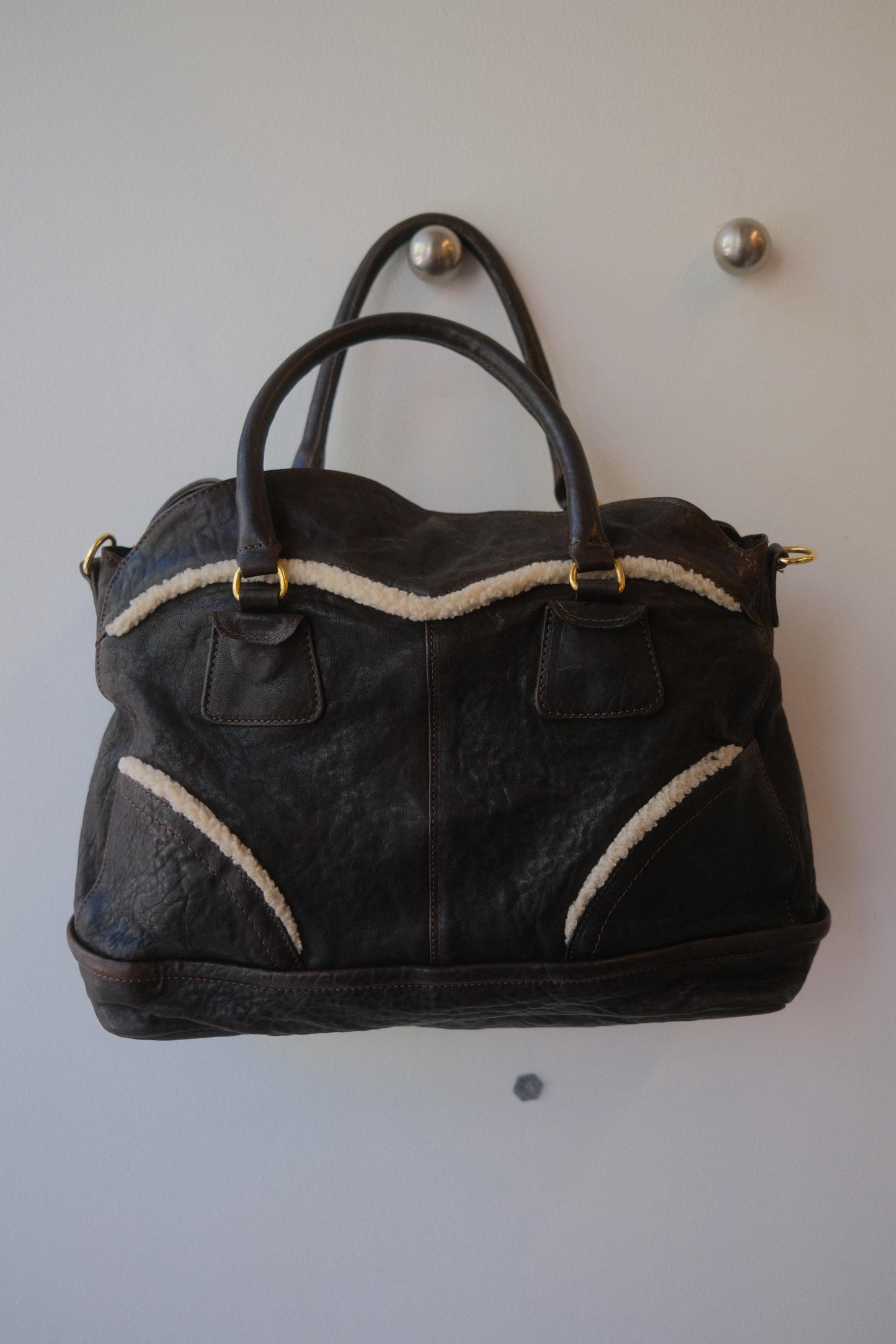 Aleanto Shearling Leather 2-Way Bag