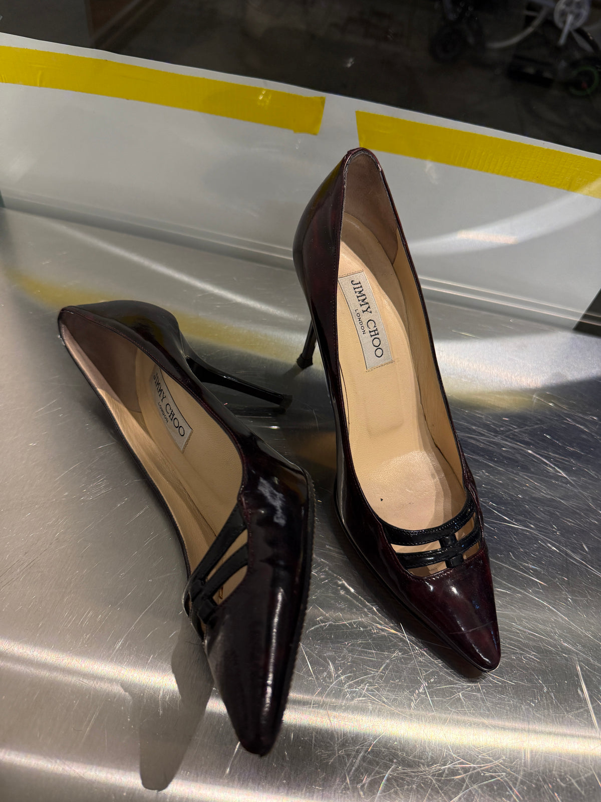 Jimmy Choo Patent Leather Strappy Pointed Pumps 37 EU