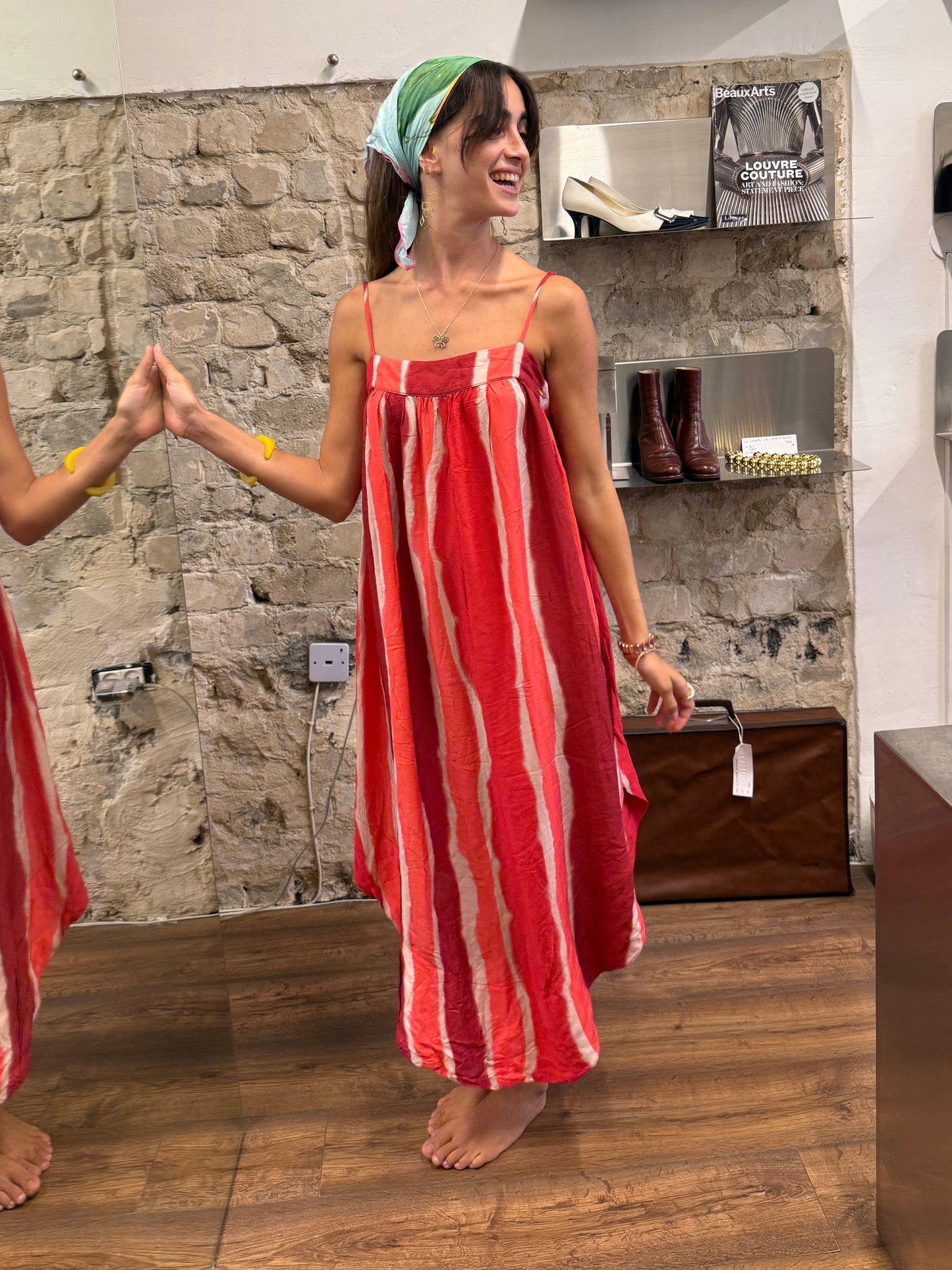 Armani Exchange Striped Draped Maxi Dress