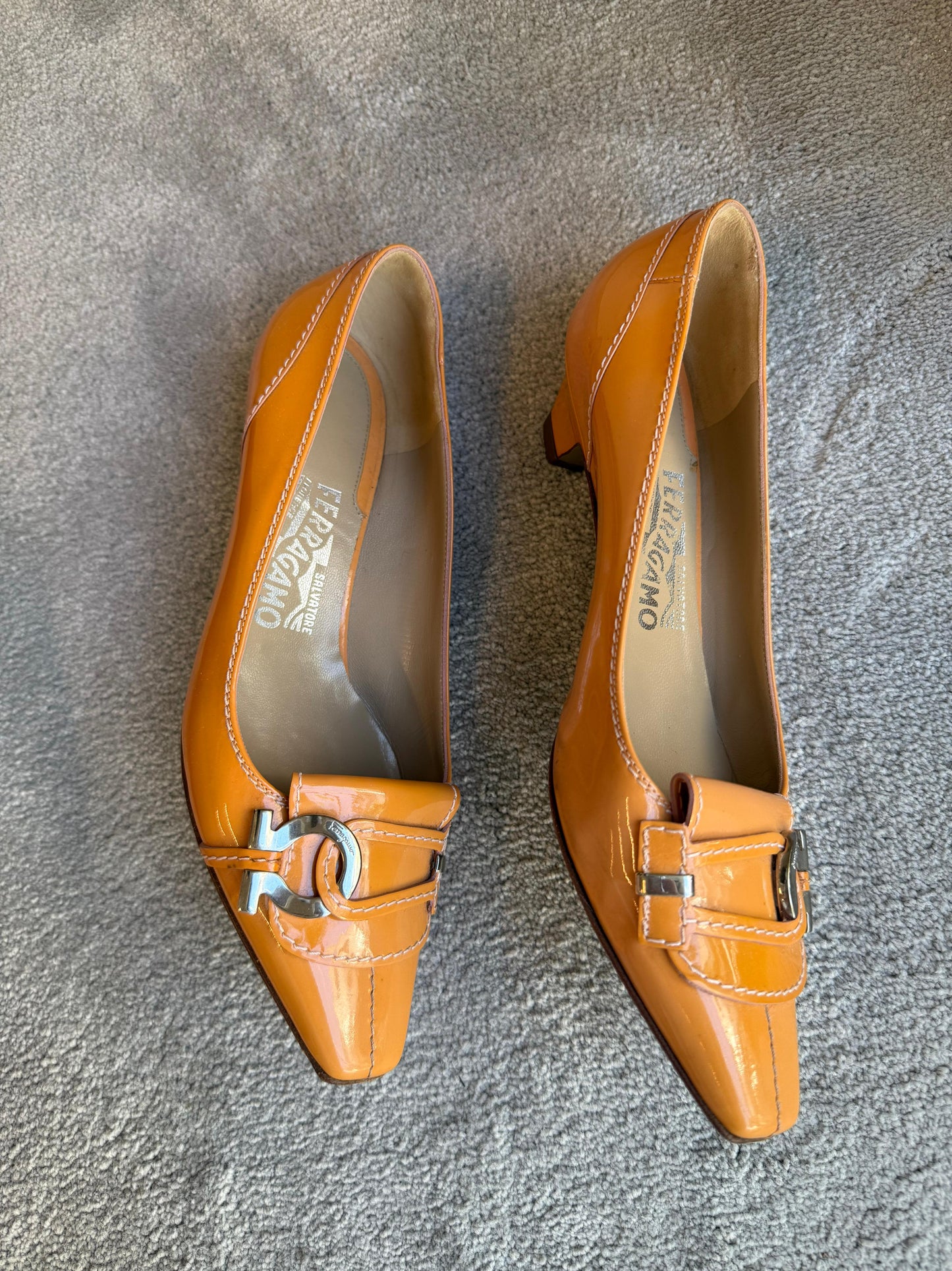 Salvatore Ferragamo Little Orange Heels 36.5