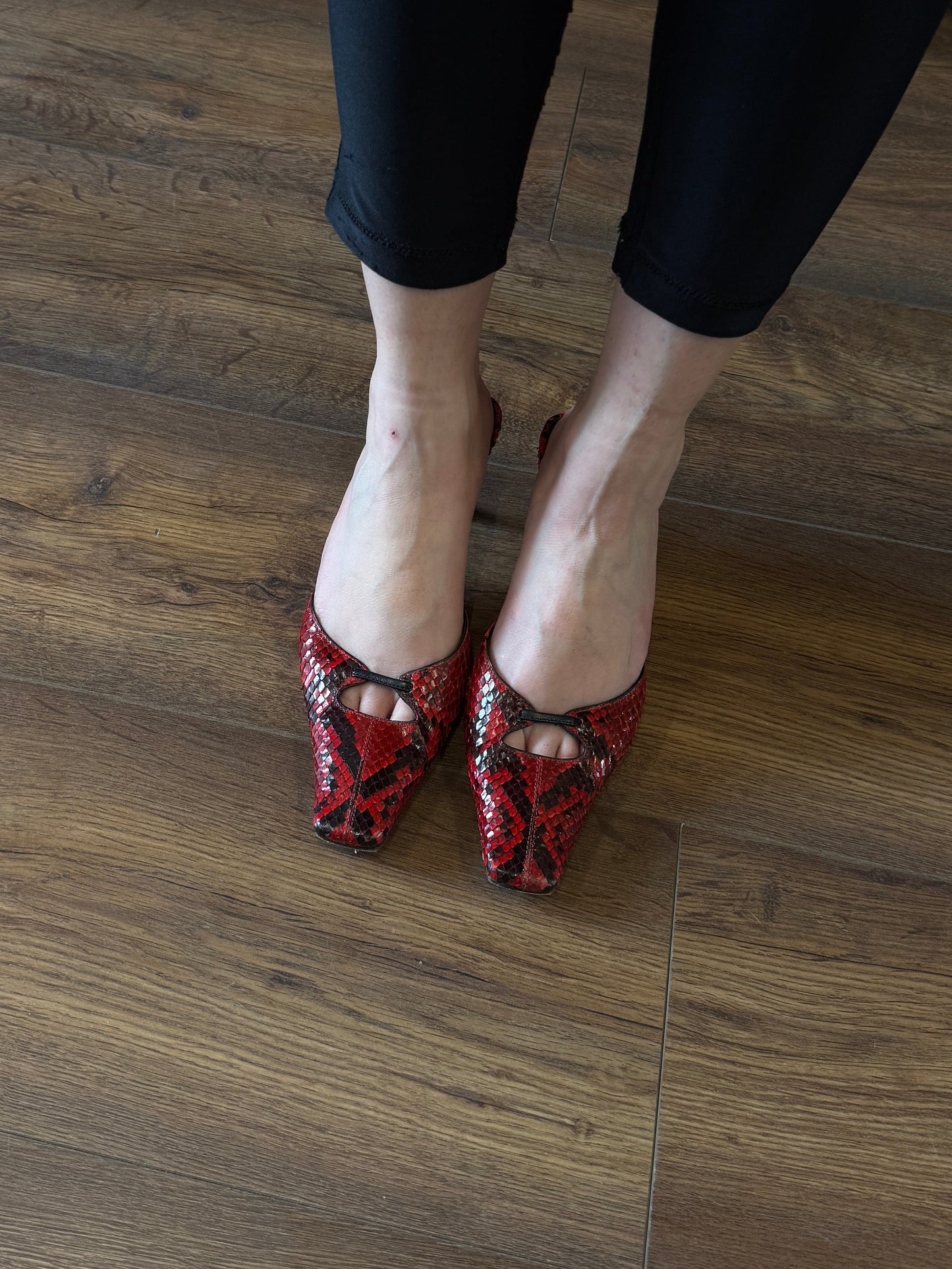 Sergio Rossi Python Kitten Heel Mules 35 EU