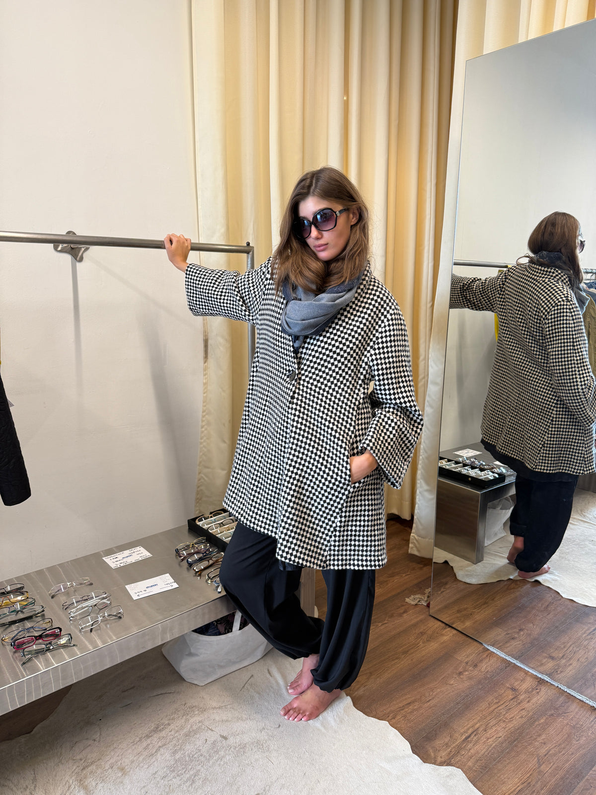 Marimekko Black & White A-Line Coat