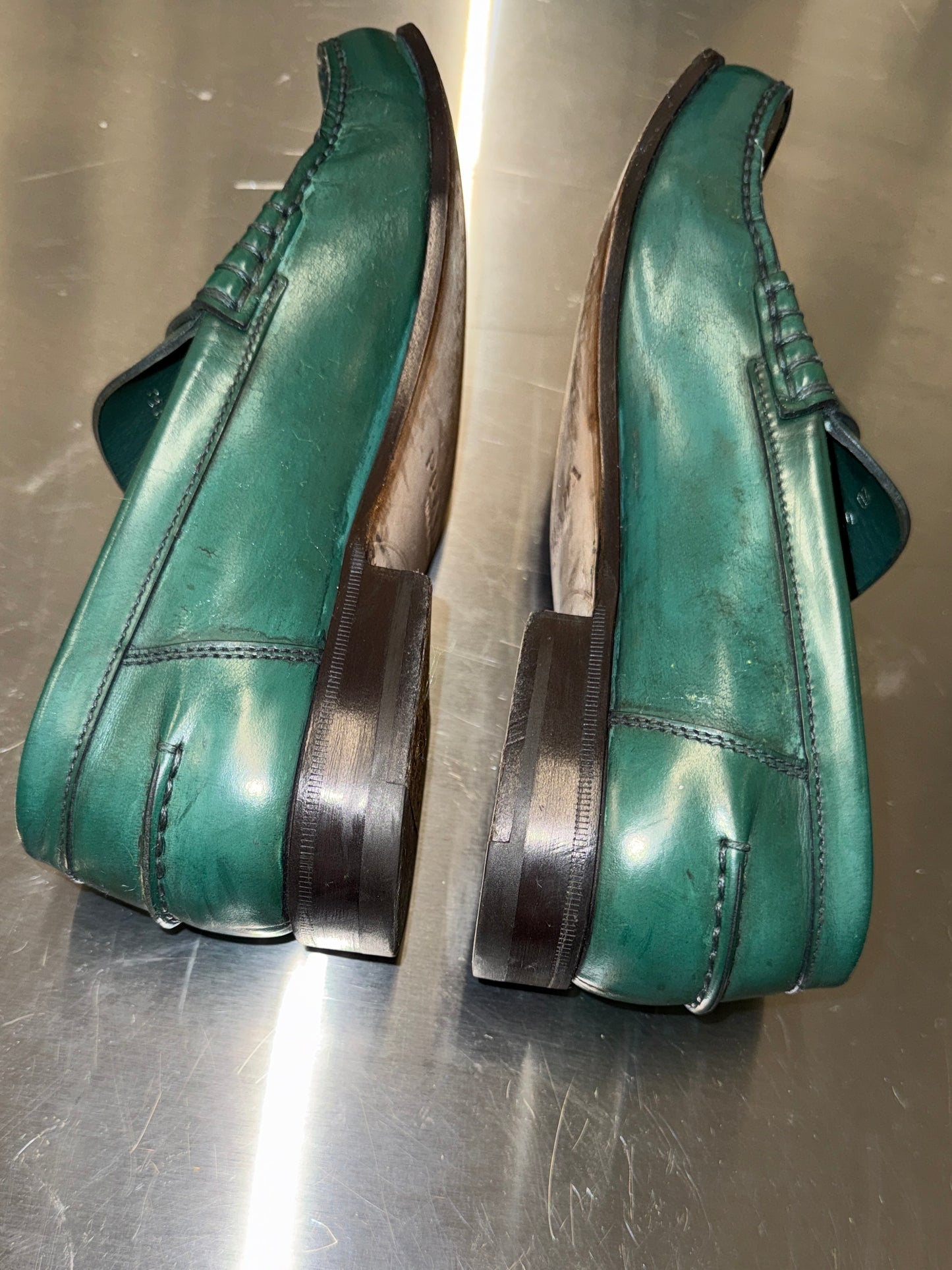 Prada Green Leather Loafers 1990s