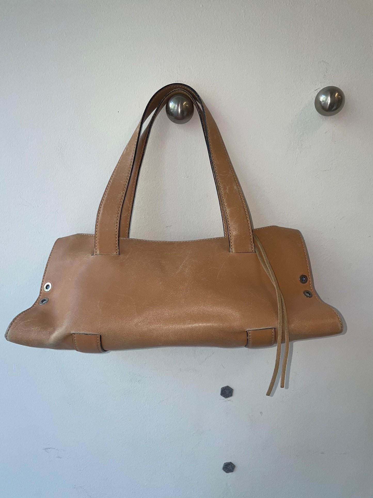 Tod’s Blue Lined Calf Leather Shoulder Bag c. 2000s