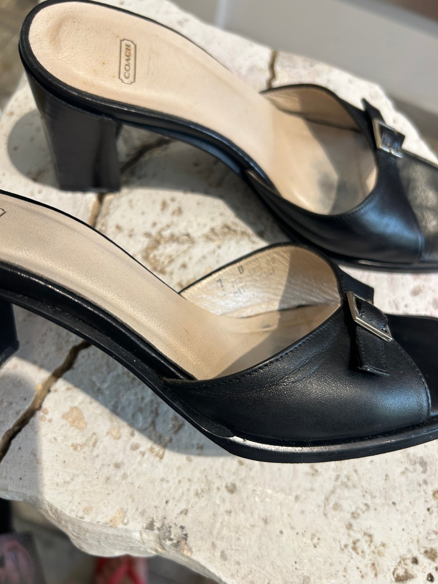 COACH leather buckle pumps