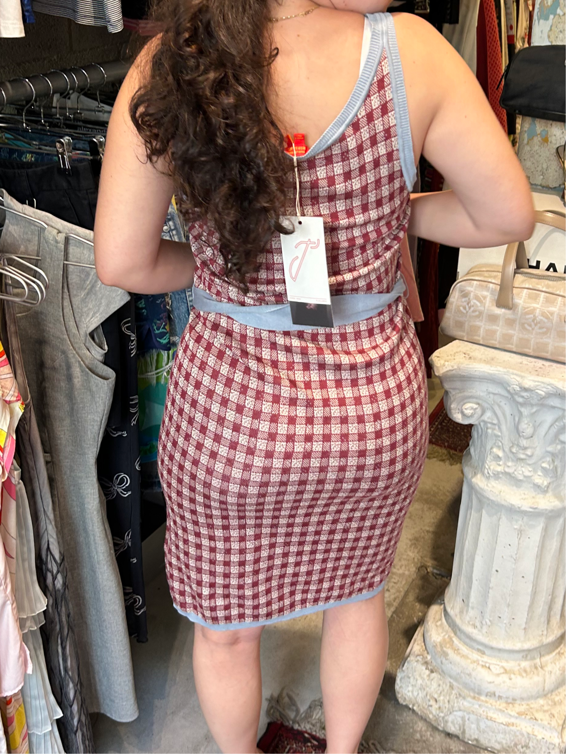 Vivienne Westwood knitted plaid orb dress JILLBERT Vivienne Westwood knitted plaid orb dress JILLBERT