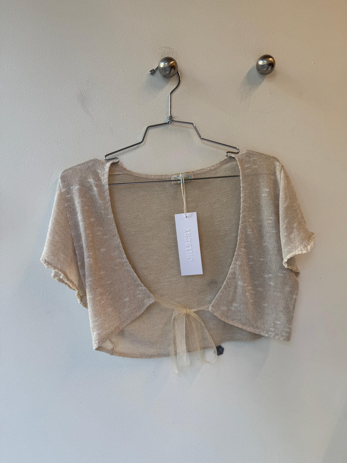 Diben Vintage Sheer Linen Tie-Front Crop Top 1990s