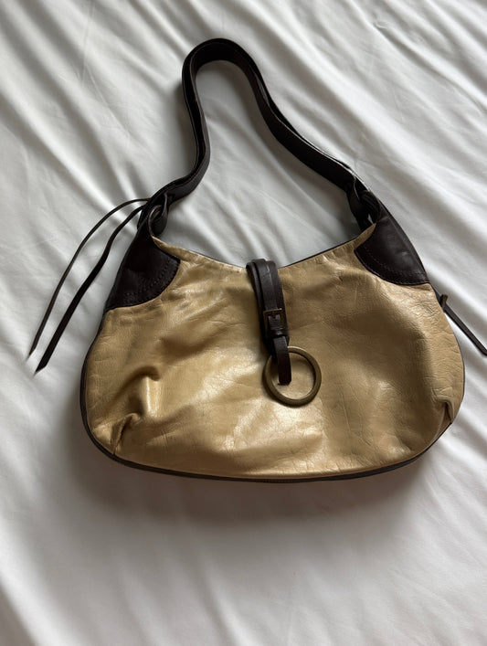 Vintage Gianni Chiarini Metallic Leather Expandable Shoulder Bag