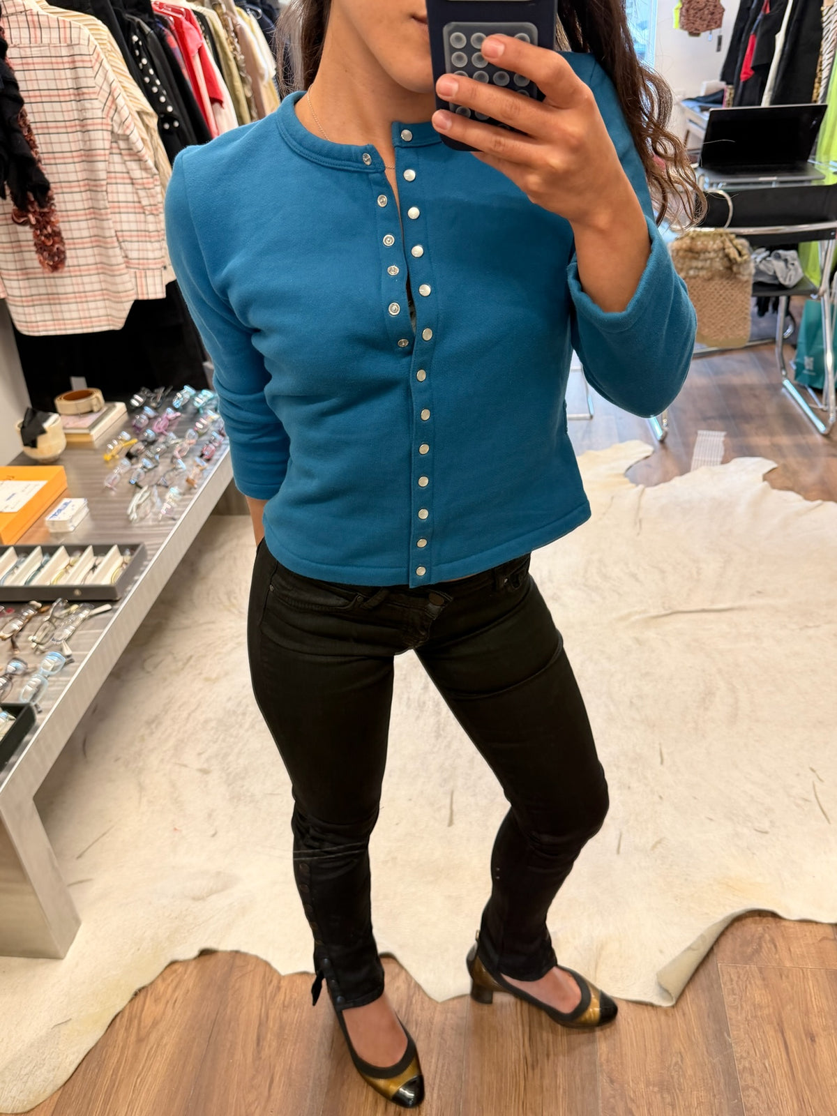 agnes b. Cotton Snap Cardigan T1