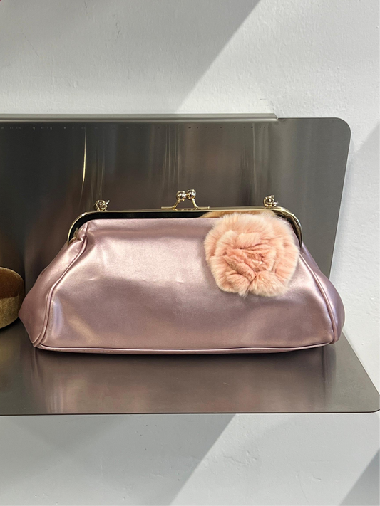 LIZ CLAIBORNE light pink metallic purse