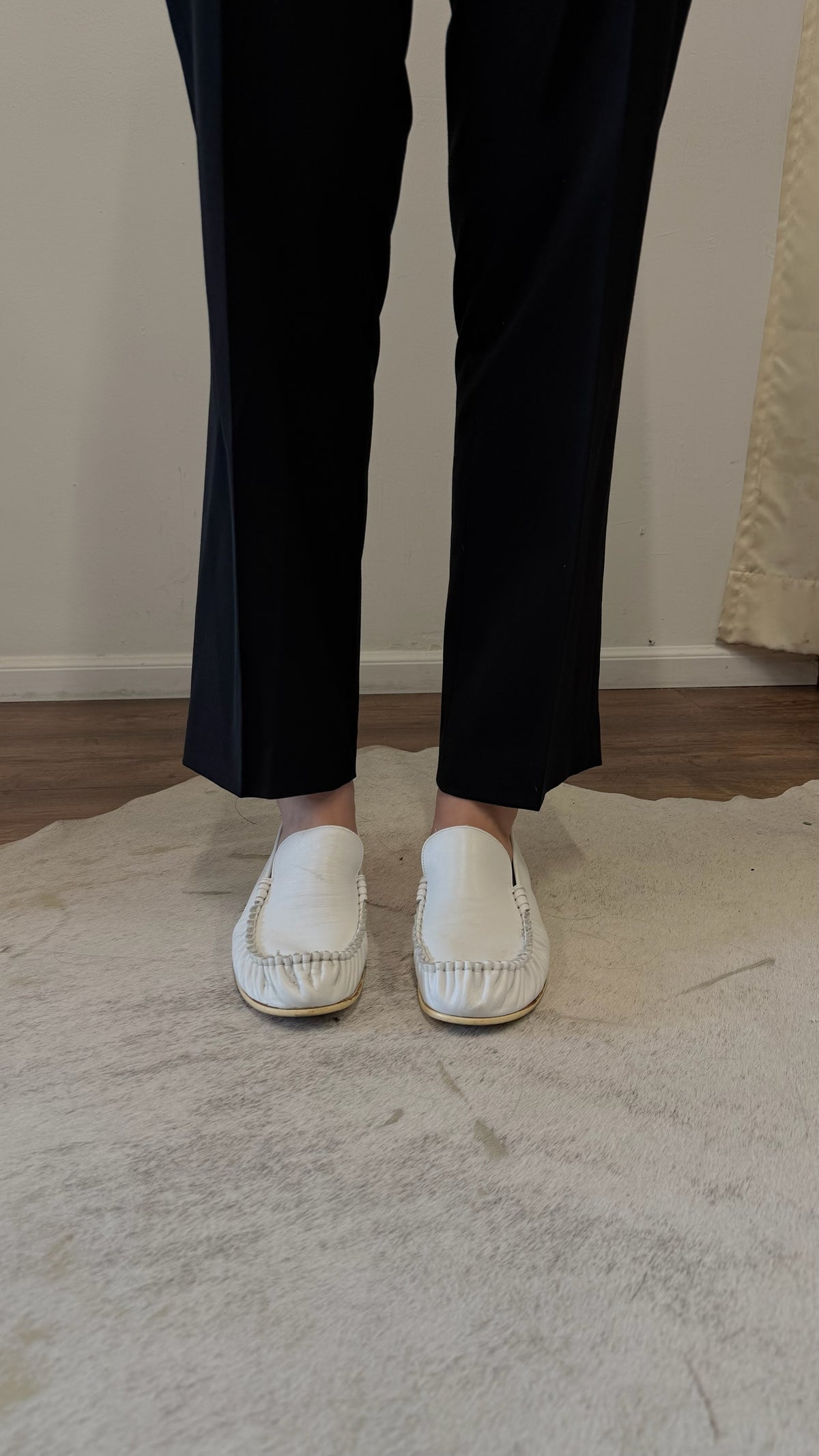 Vintage I.S. Issey Miyake Sport White Leather Loafers