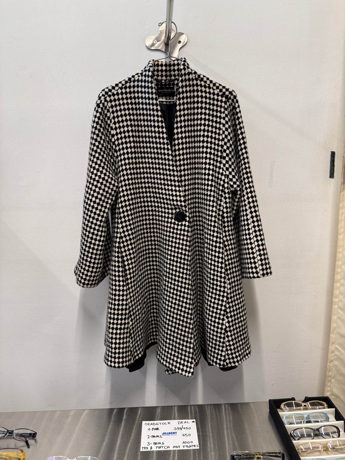 Marimekko Black & White A-Line Coat