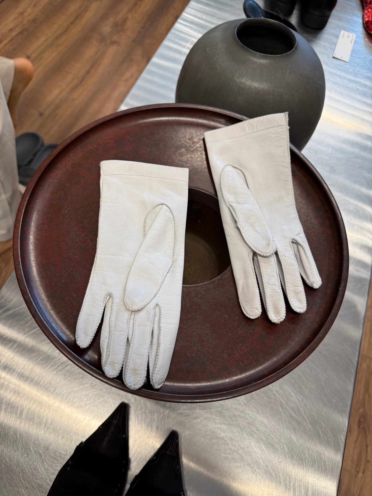 White Leather Gloves  - Image 3 by Capretto 