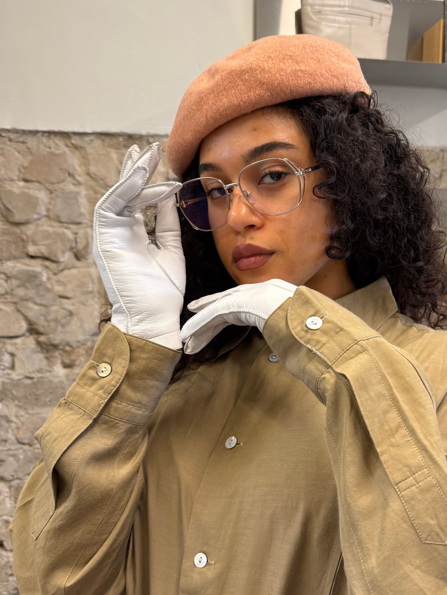 White Leather Gloves  - Image 6 by Capretto 