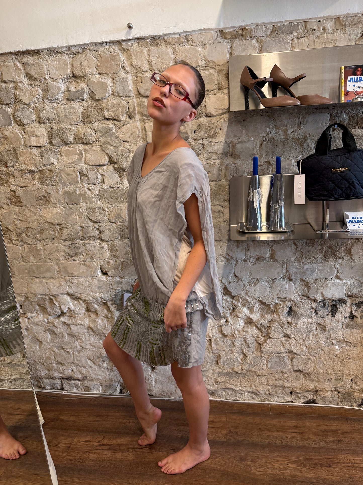 Vintage Grey Sequin Mini Dress