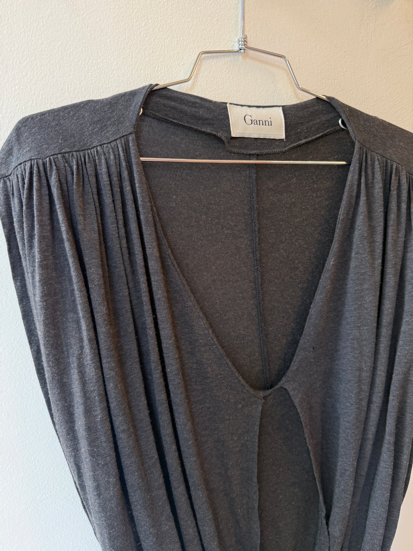 GANNI Black Draped Mini Dress