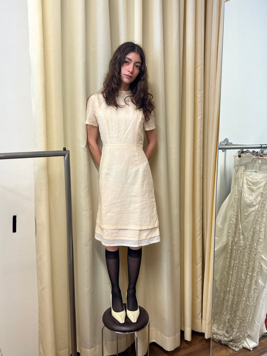 La Mode Balenciaga Cream Layers Dress