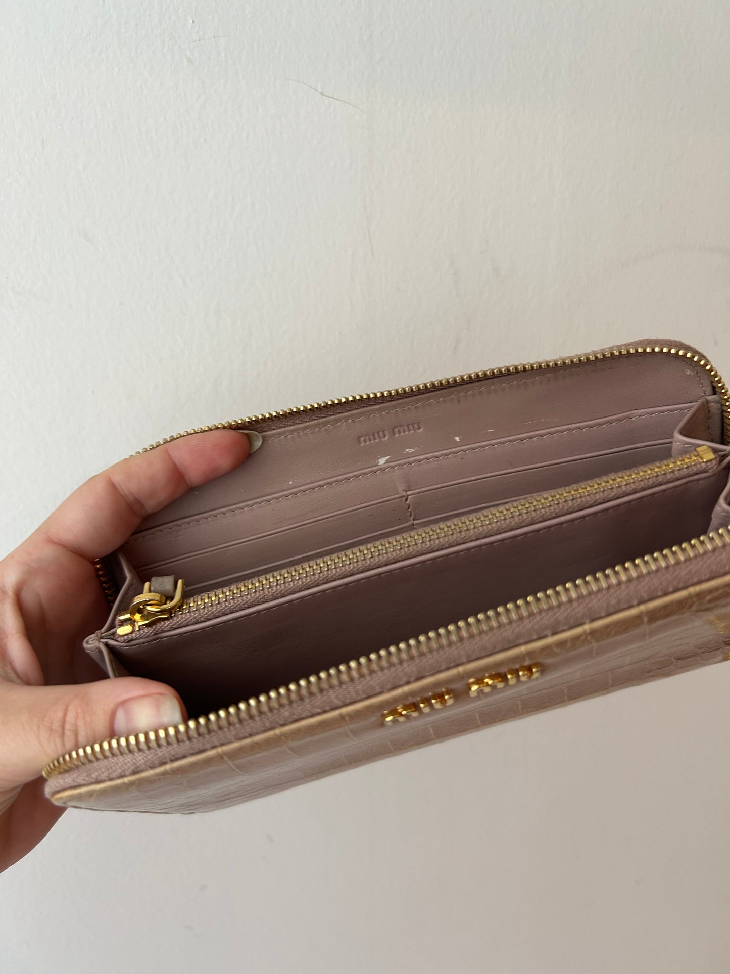 MIUMIU pinkish gold large wallet