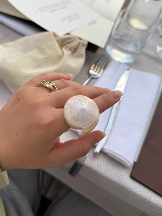Vintage Carved Shell Statement Ring