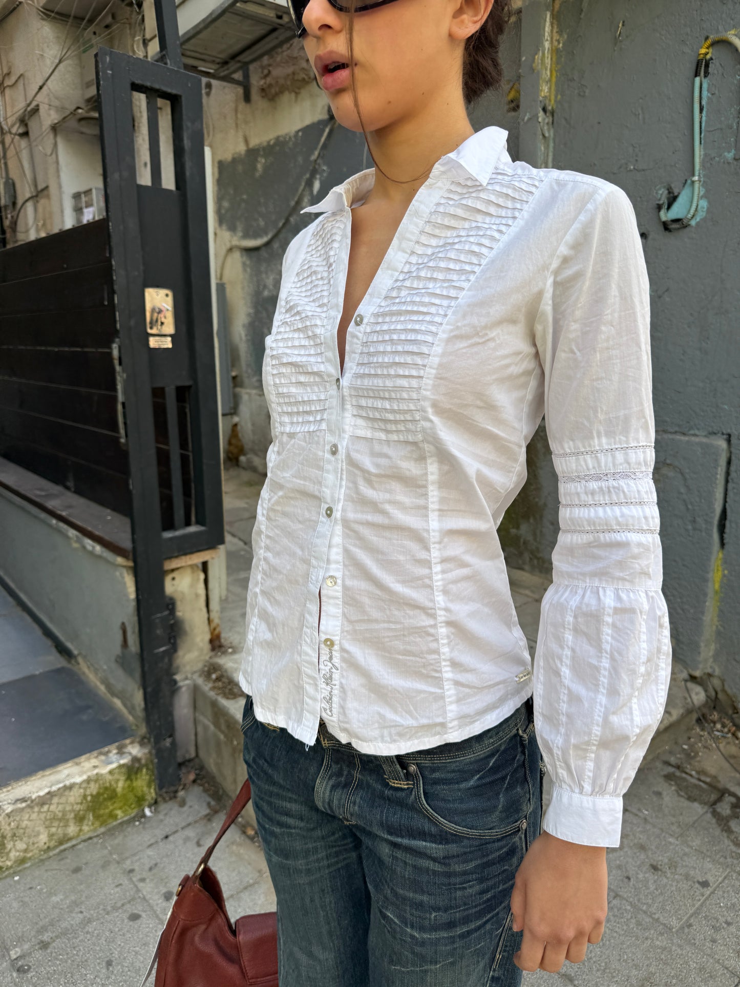 Calvin Klein Pintuck Shirt c. 2000s