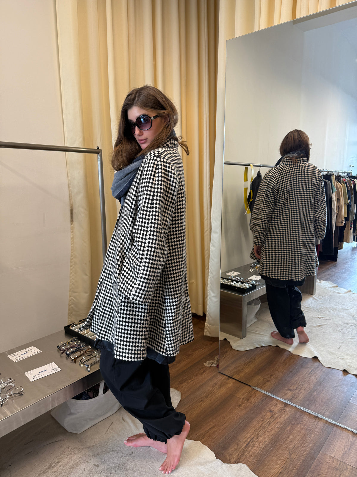 Marimekko Black & White A-Line Coat