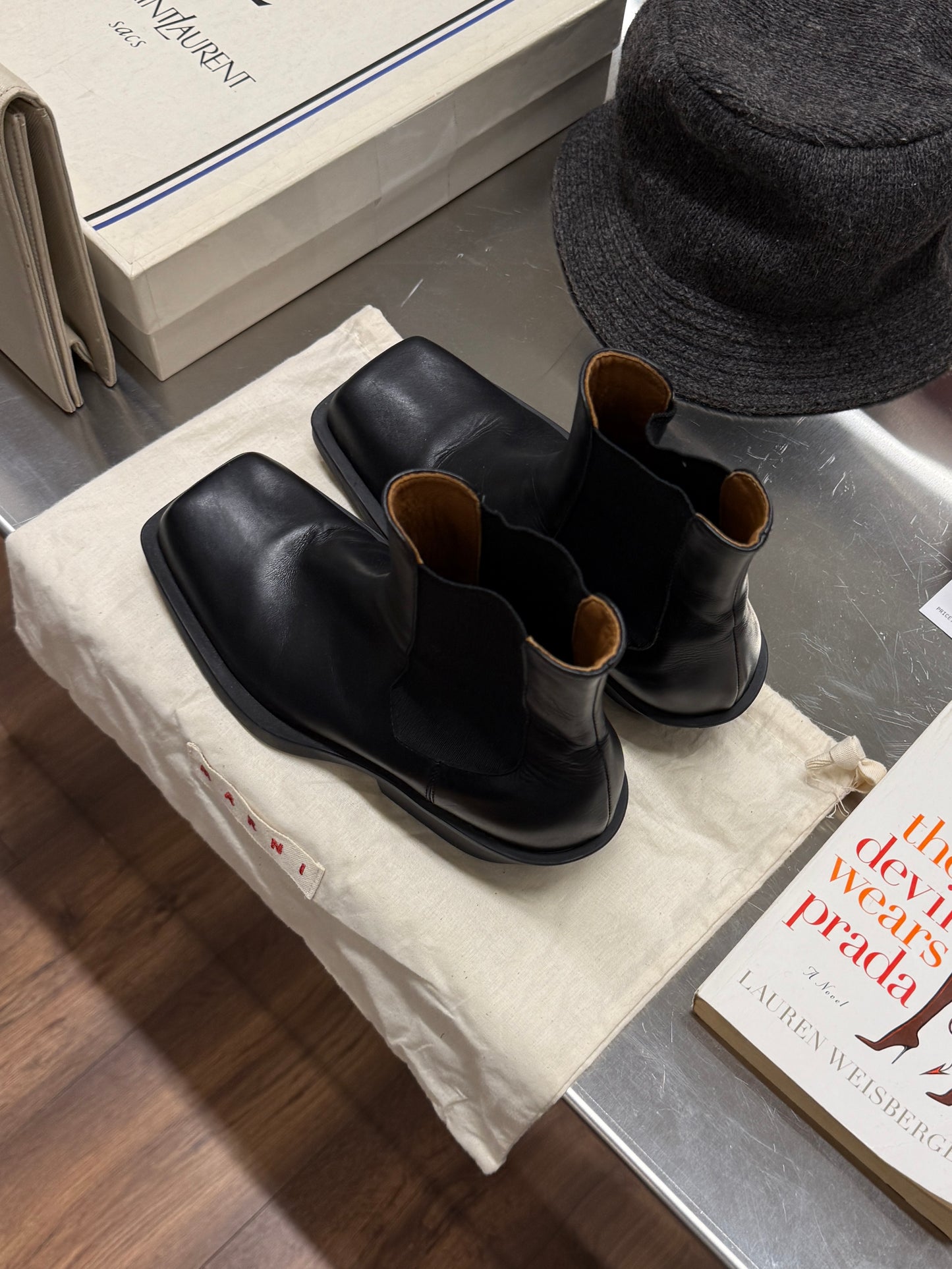 Marni Black Square-Toe Chelsea Boots