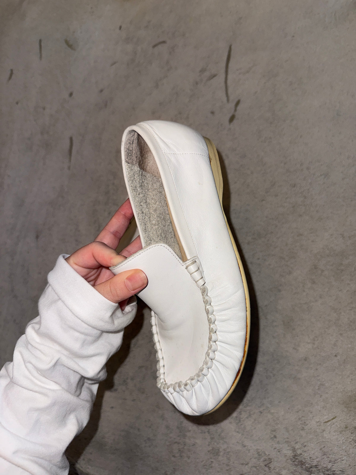 Vintage I.S. Issey Miyake Sport White Leather Loafers