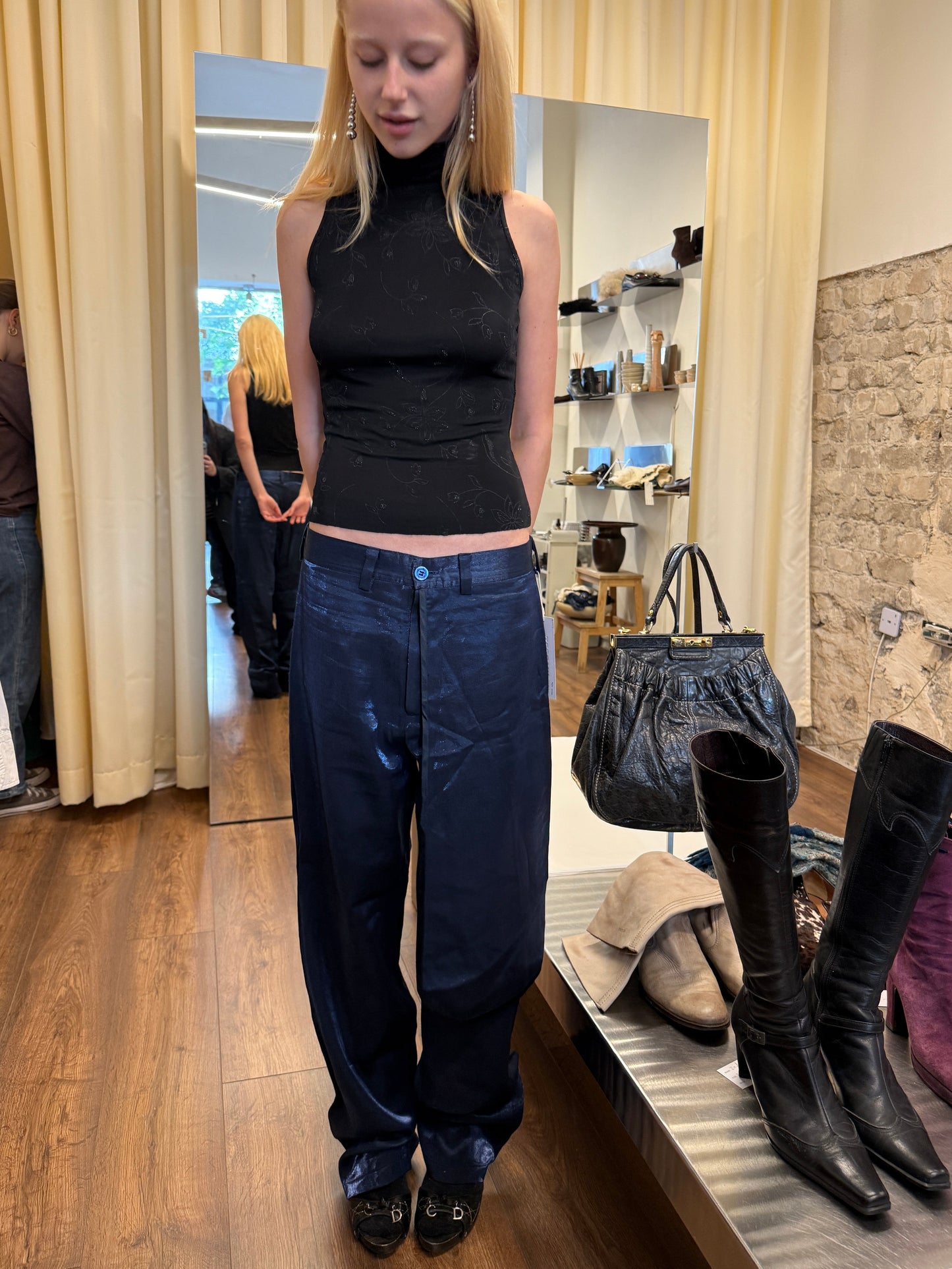 Mote Chason Metallic Coated Trousers 1990s–Early 2000s