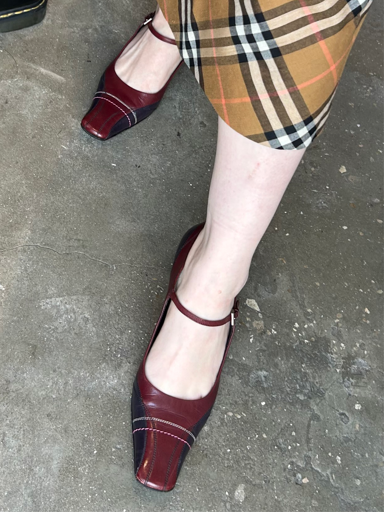 PRADA red kitten heel square toe 37.5 EU