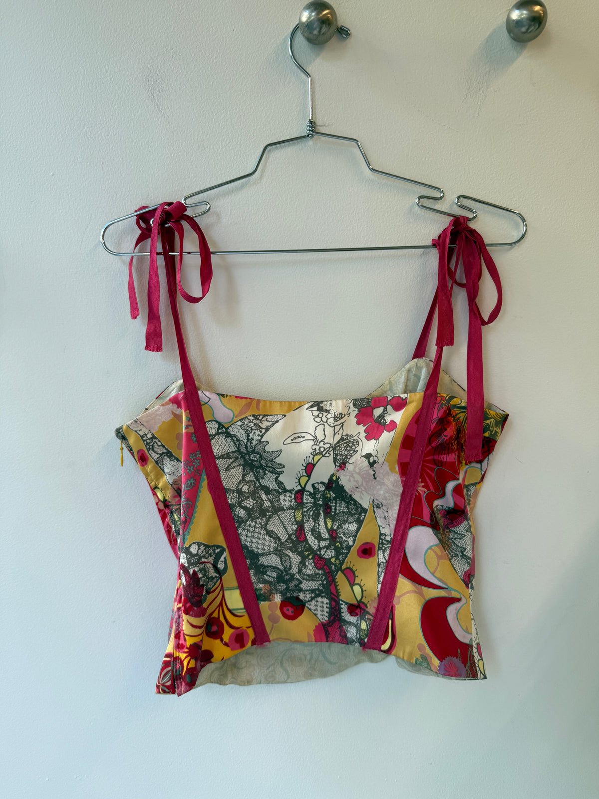 Christian Lacroix Bazar Silk Printed Corset Top – Late 1990s