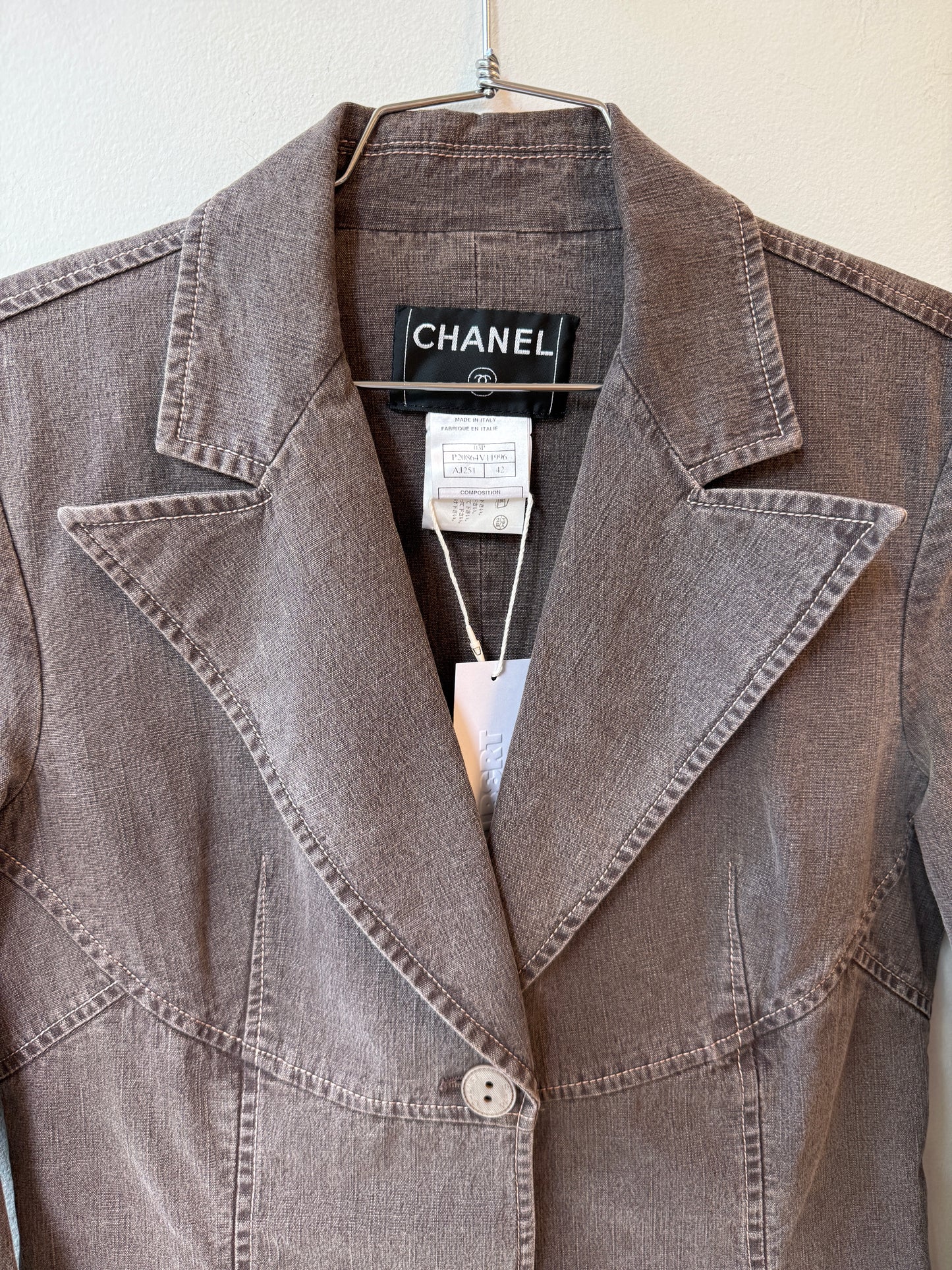 CHANEL Spring 2003 Linen Blend Tailored Jacket