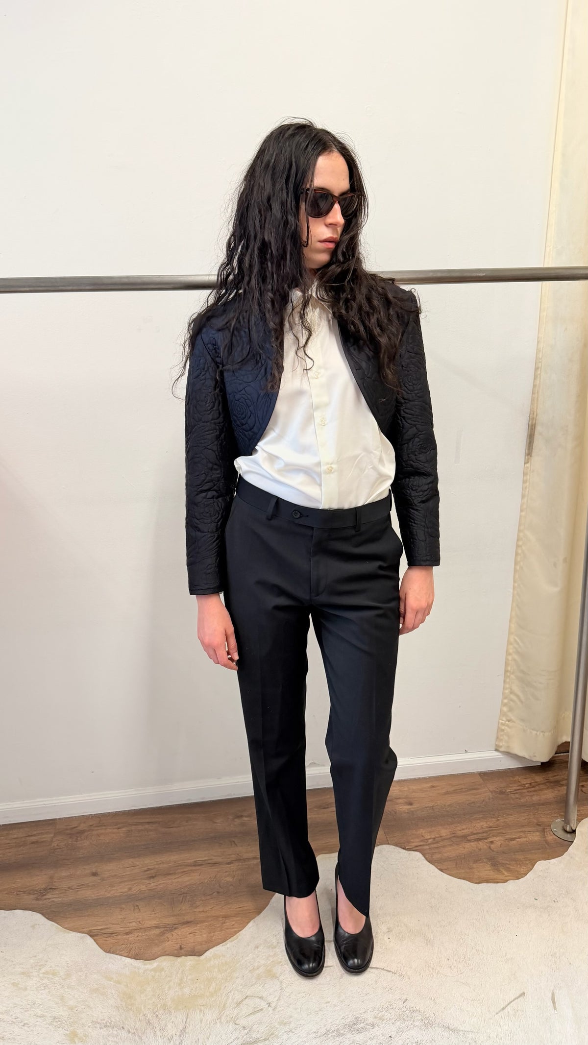 Bar III Black Wool-Blend Tailored Trousers