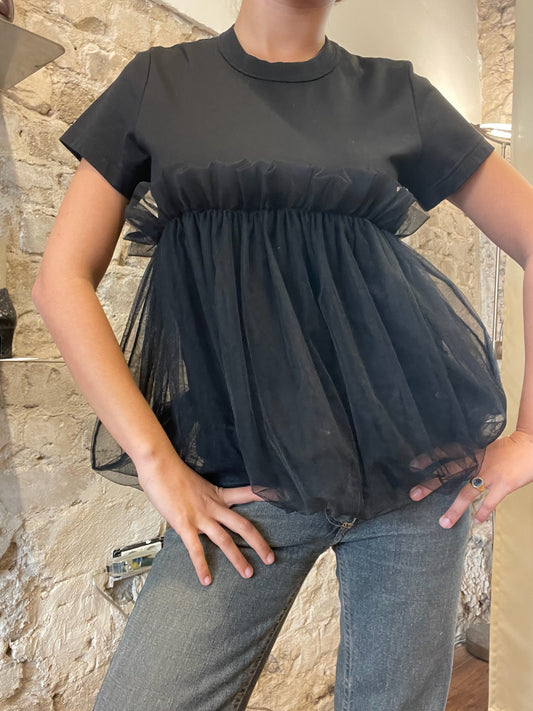 Noir Kei Ninomiya Comme des Garçons AD2018 Tulle Docking Top