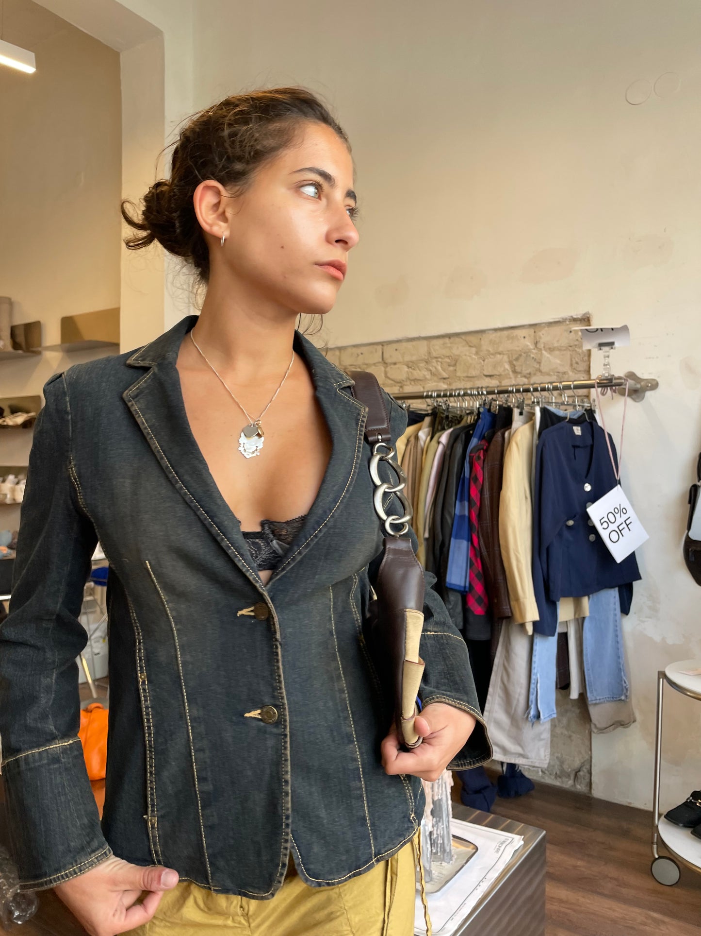 Giorgio Sculptural Suede & Leather Shoulder Bag