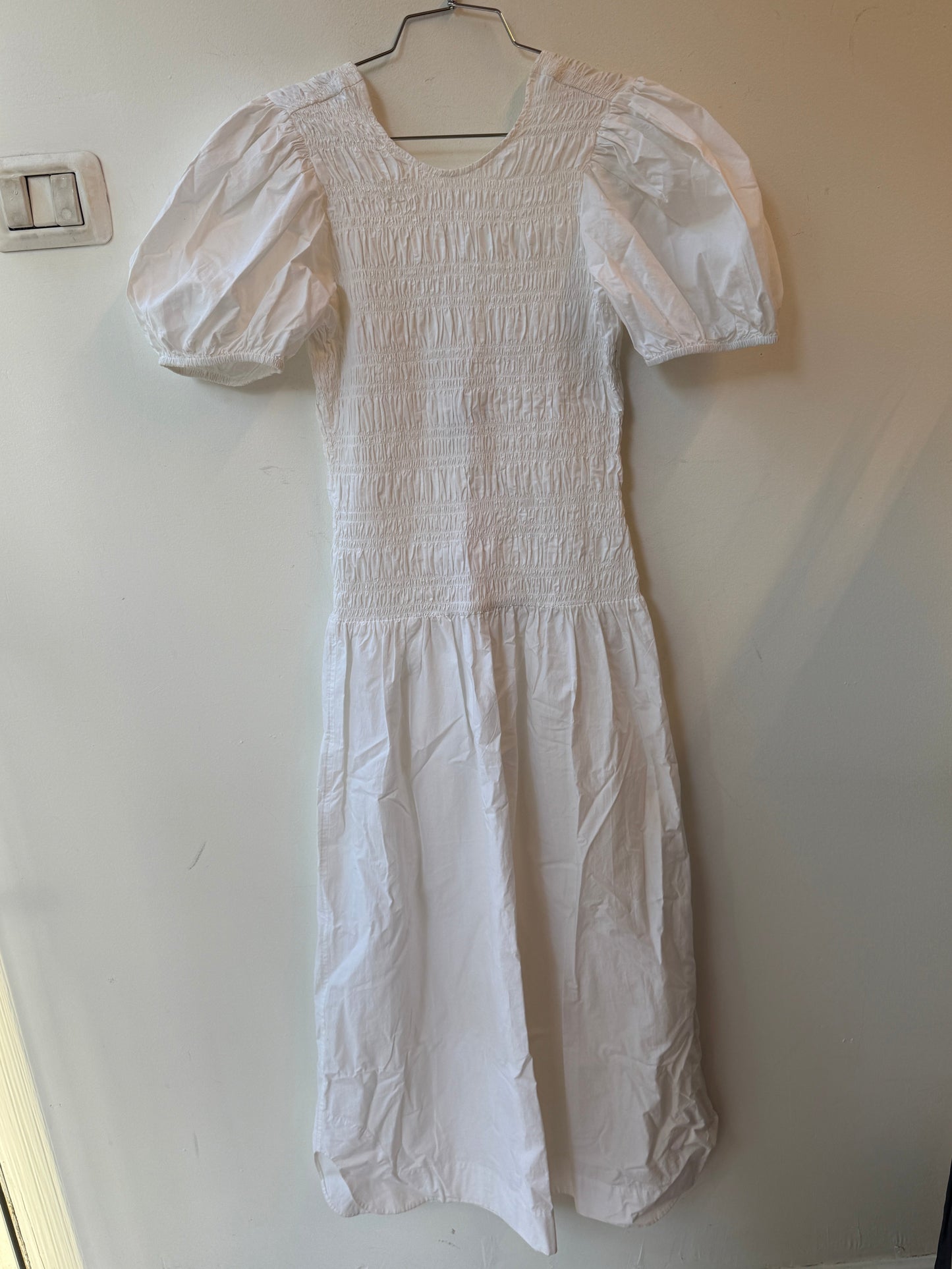 GANNI Organic Cotton Smocked Dress
