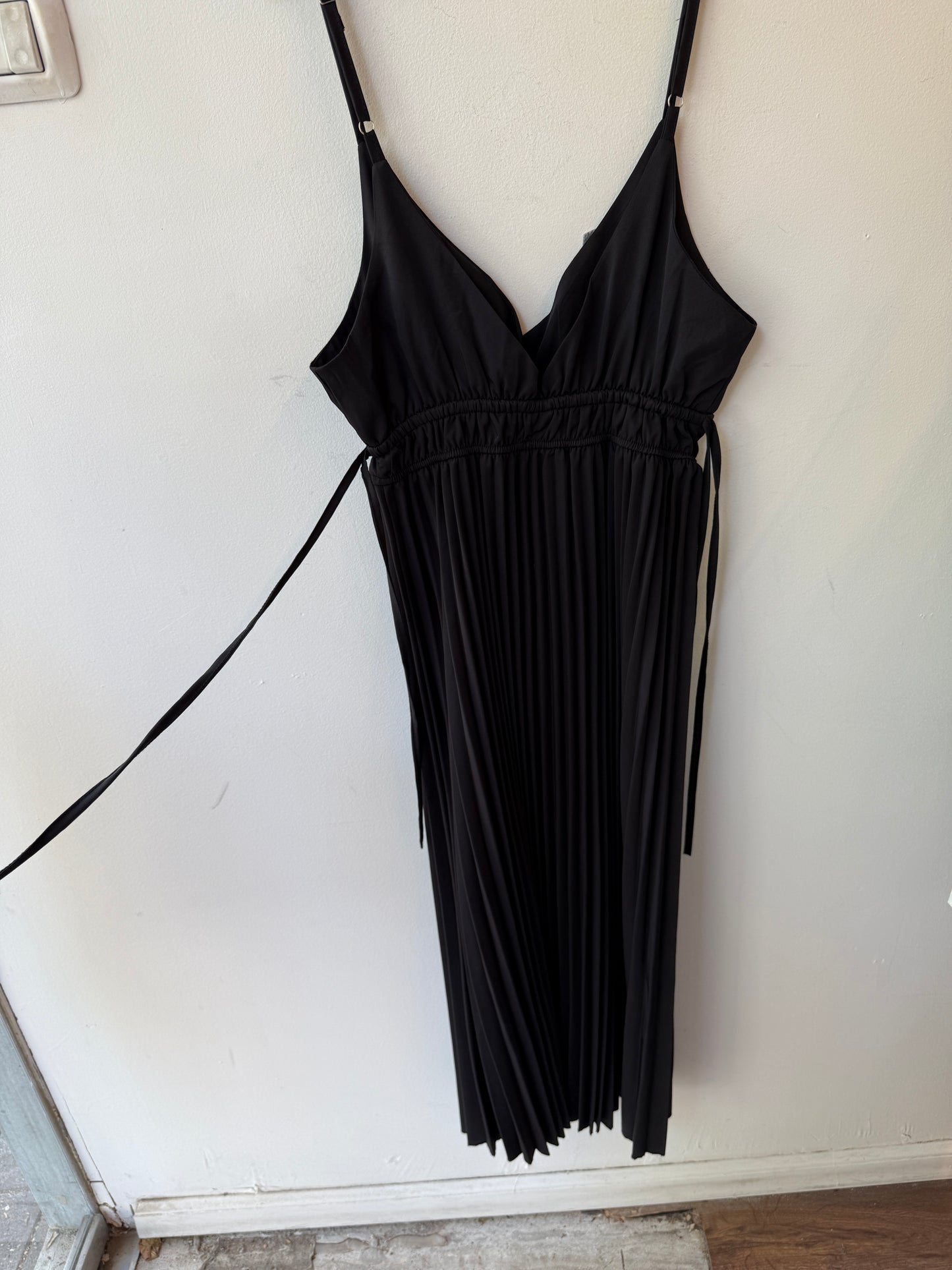 Black Pleated Slip Dress
