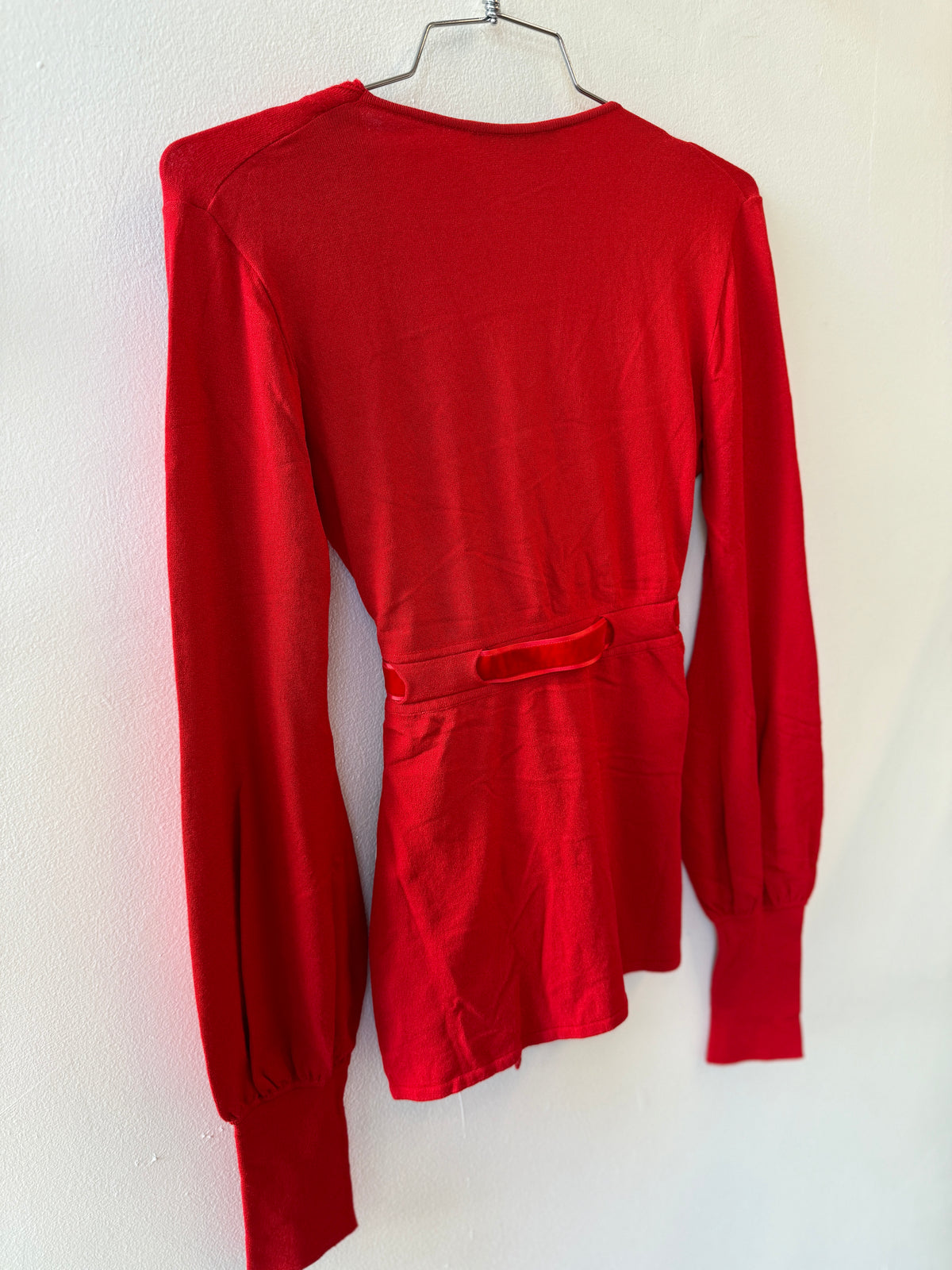 Roberto Cavalli Red Draped Tie-Front Top, 2000s