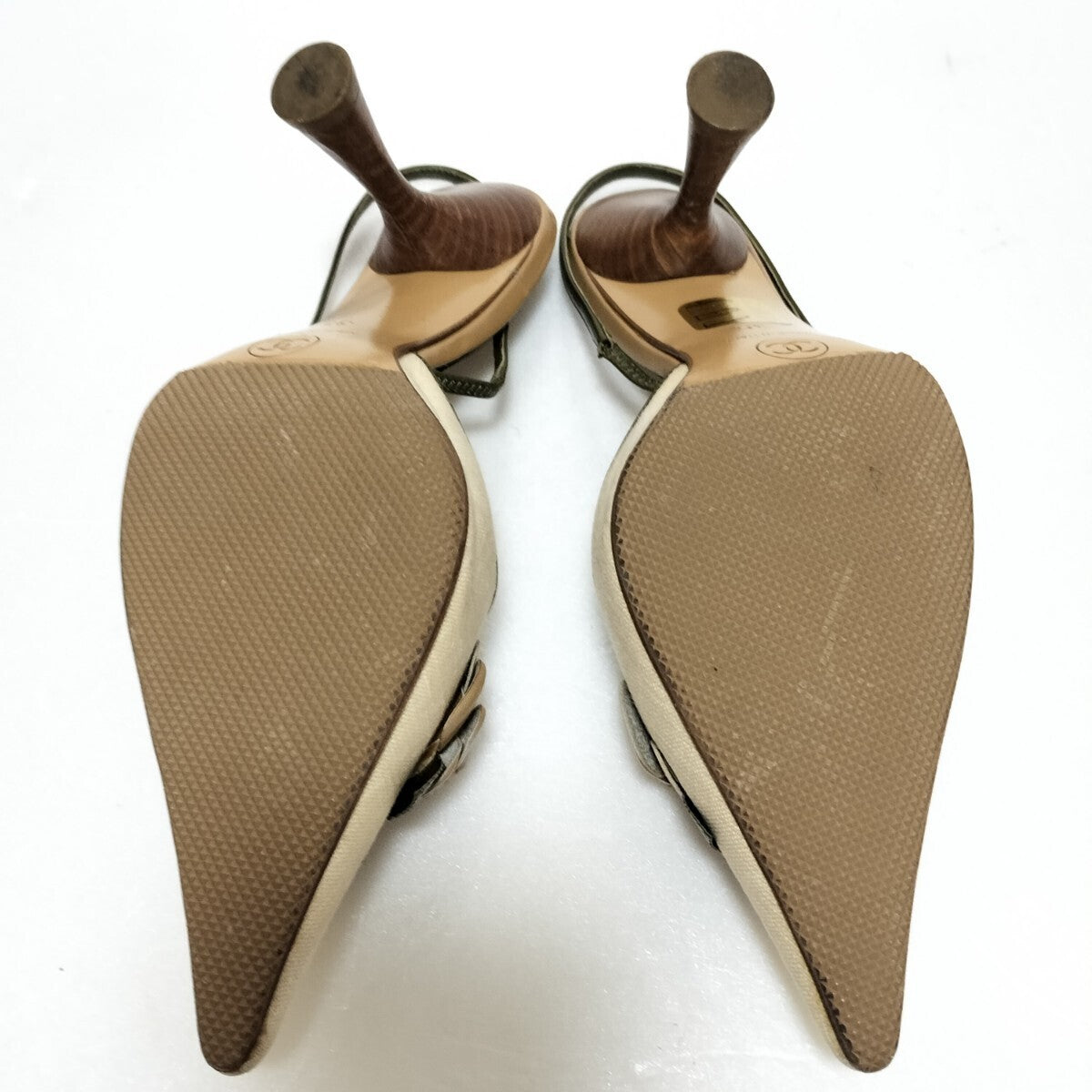 CHANEL beige linen cotton mules size 35 EU