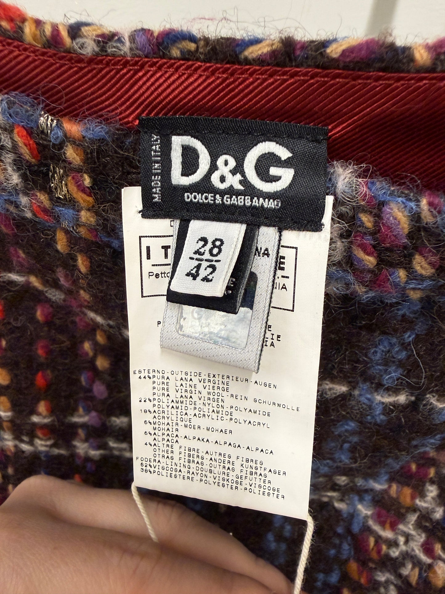 D&G Multicolor Wool Tweed Mini Skirt