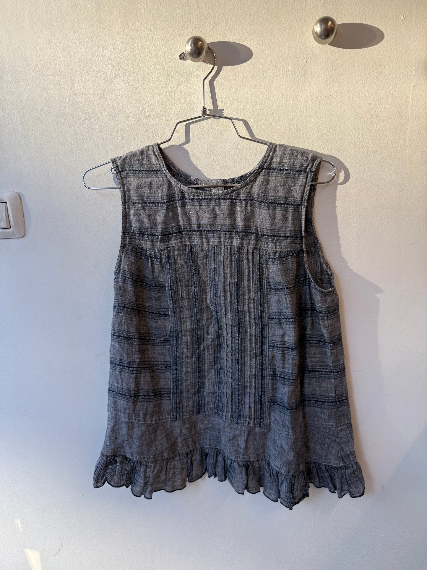 Anna Sui Linen Ruffle Top