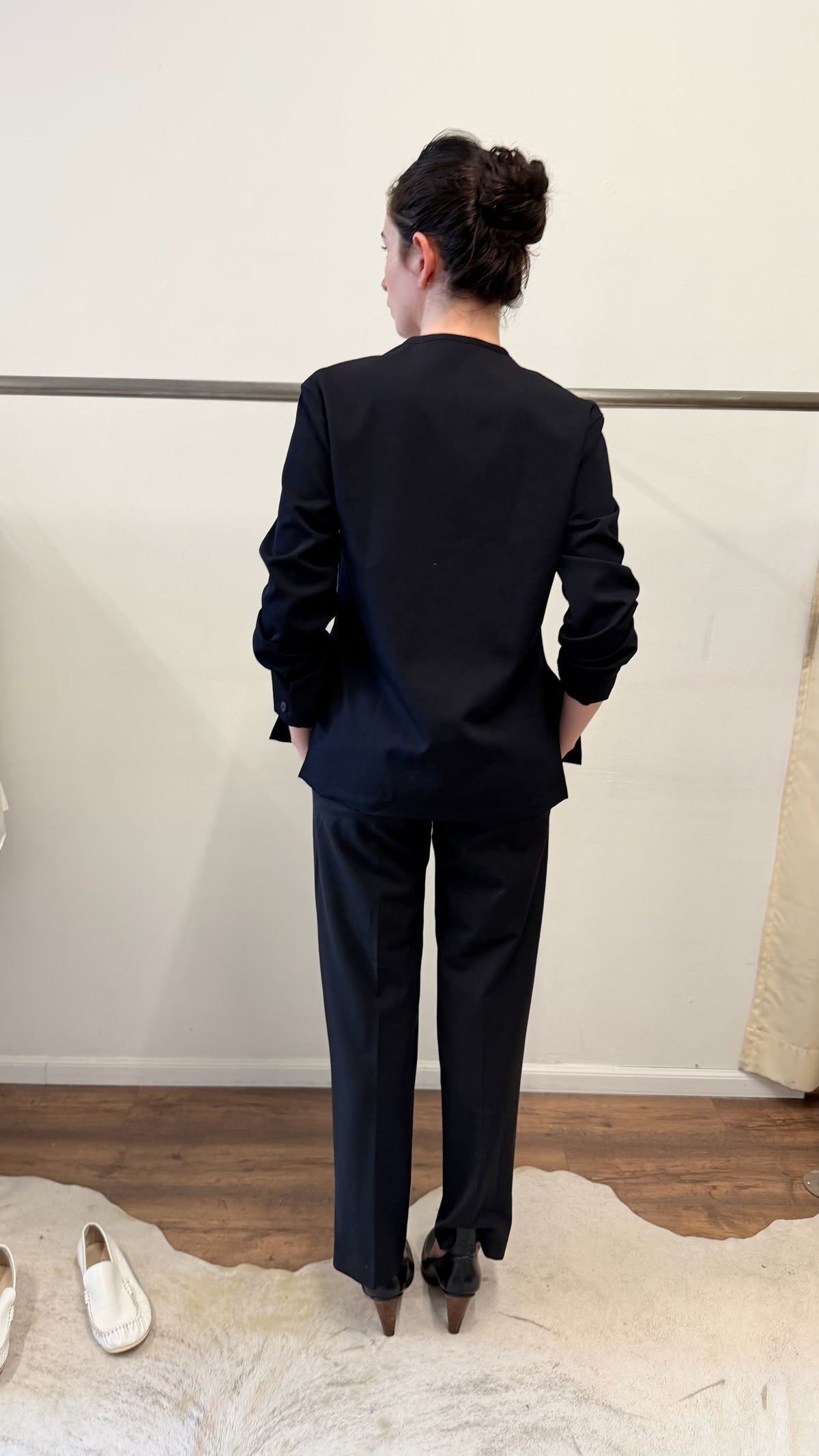 LIMI feu by Yohji Yamamoto Black Sculpted Wool Cardigan
