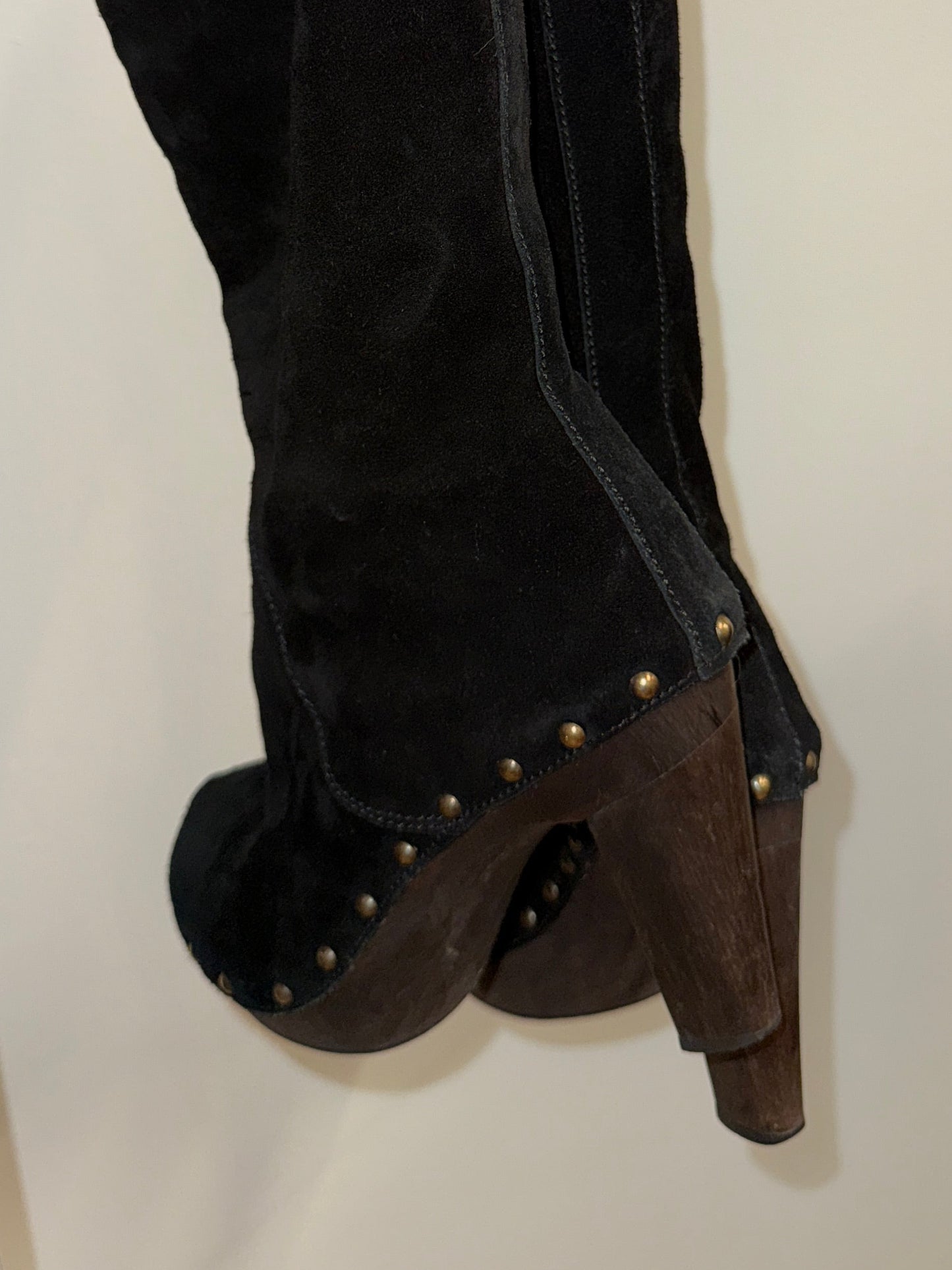 Dolce & Gabbana D&G Suede Studded Heeled Boots Early 2000s