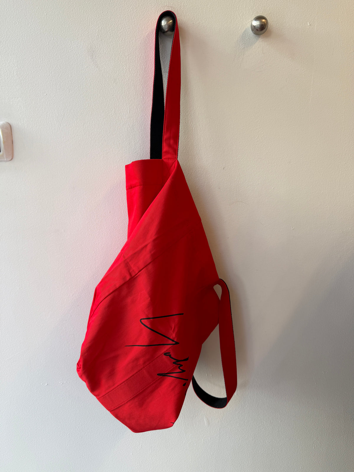 Yohji Yamamoto Red Signature Tote Bag, Made in Japan
